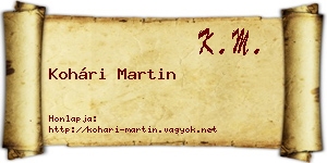 Kohári Martin névjegykártya