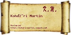 Kohári Martin névjegykártya