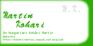 martin kohari business card